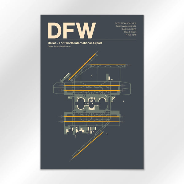DFW | Dallas - Mid - Century Slate - 12×18" - No Frame