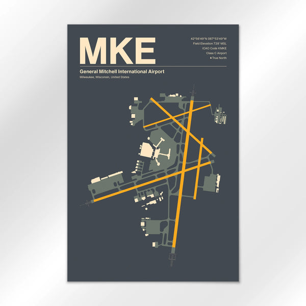MKE | Milwaukee - Mid - Century Slate - 12×18" - No Frame
