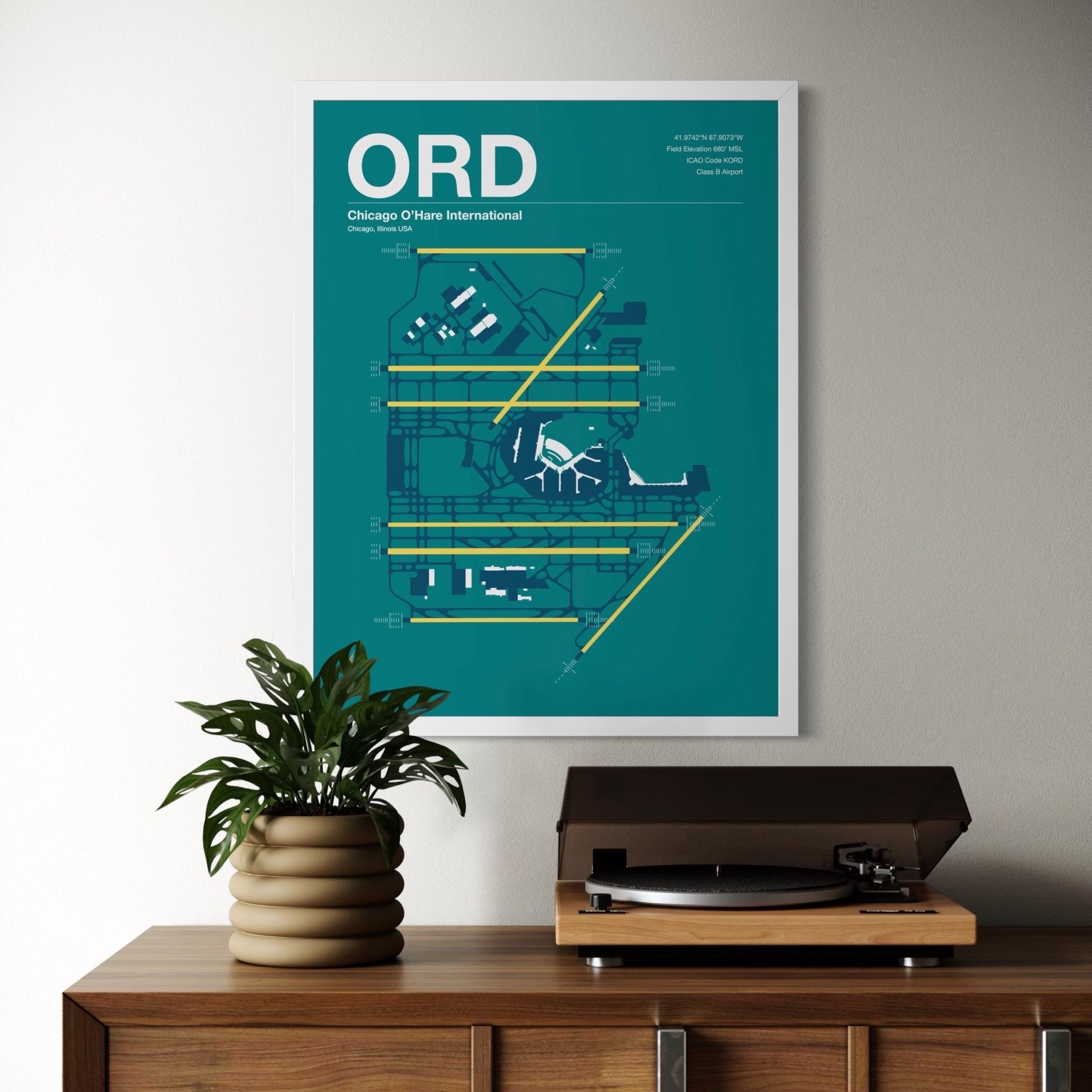 ORD | Chicago - A3 - Mid - Century Moss - No Frame