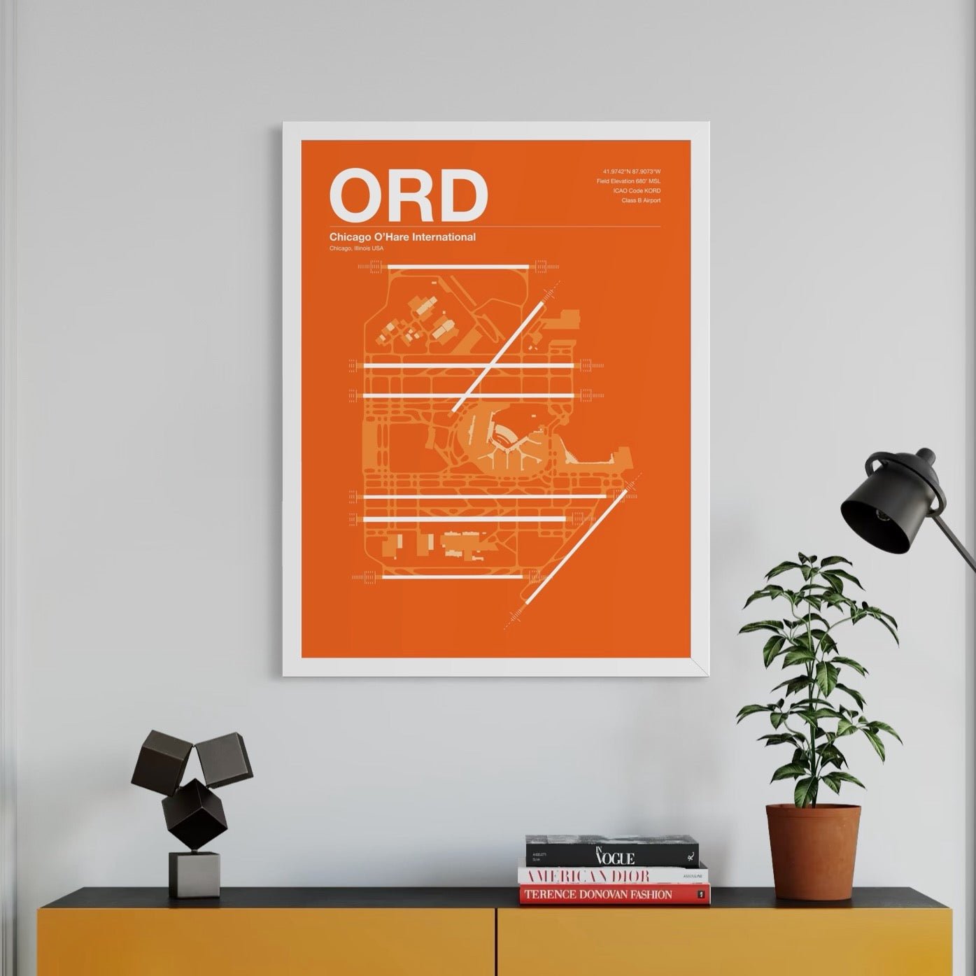 ORD | Chicago - A3 - Sunset Orange - No Frame