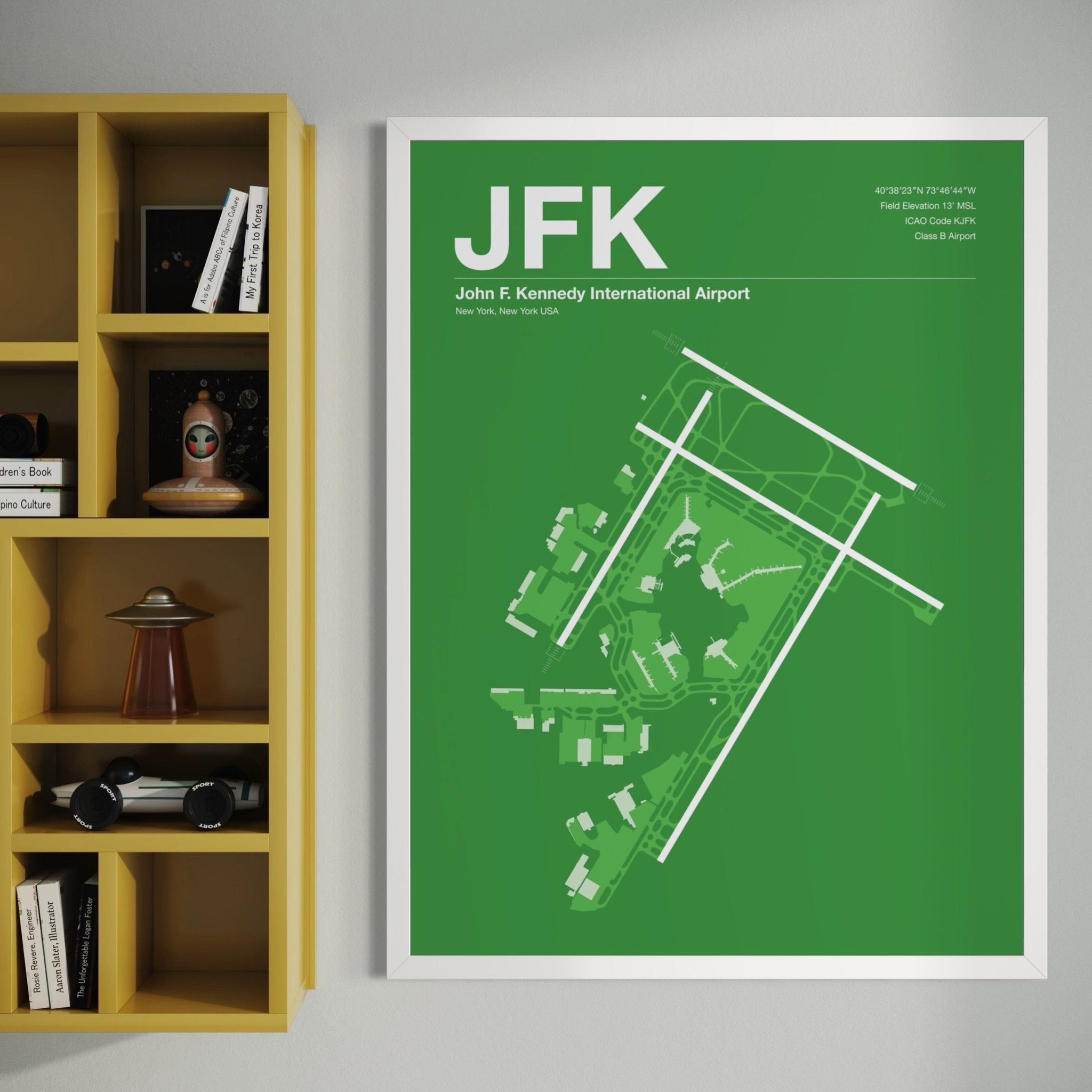 JFK | New York - 12×18" - Mid - Century Modern - No Frame