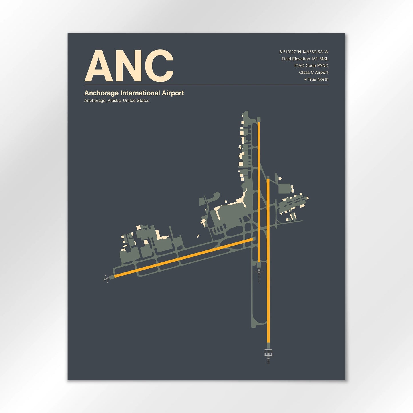 ANC | Anchorage - Mid - Century Slate - 16×20" - No Frame