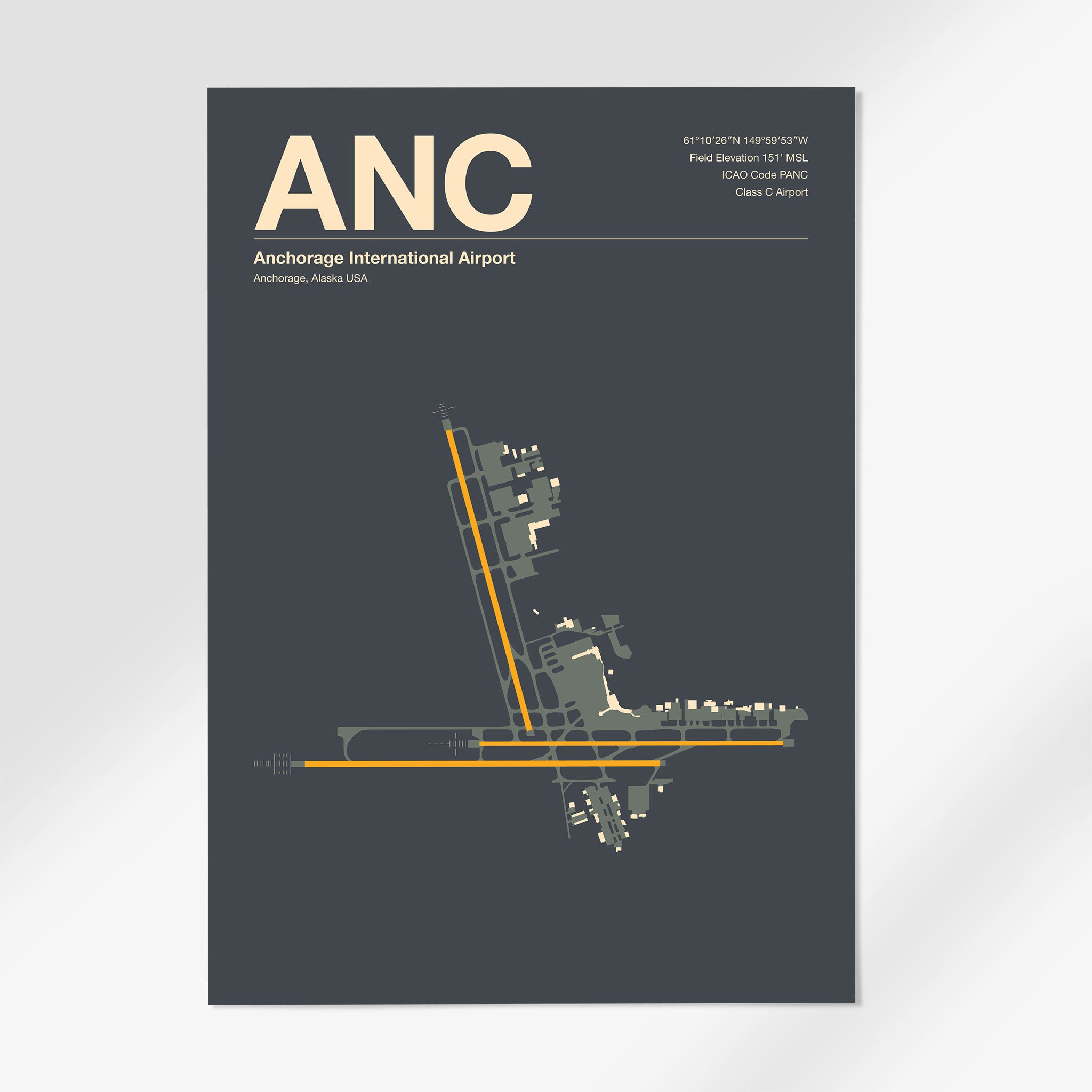 ANC | Anchorage - 24×36" - Mid - Century Slate - No Frame