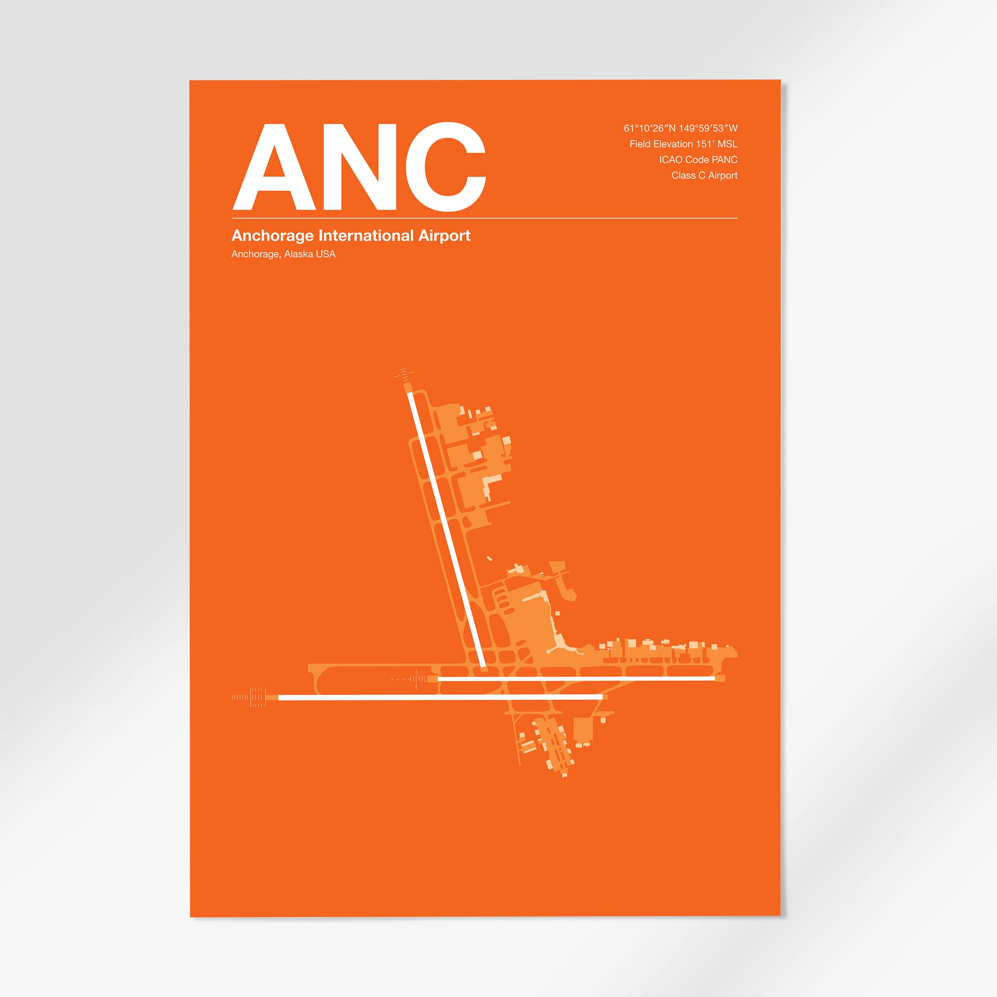 ANC | Anchorage - 24×36" - Sunset Orange - No Frame