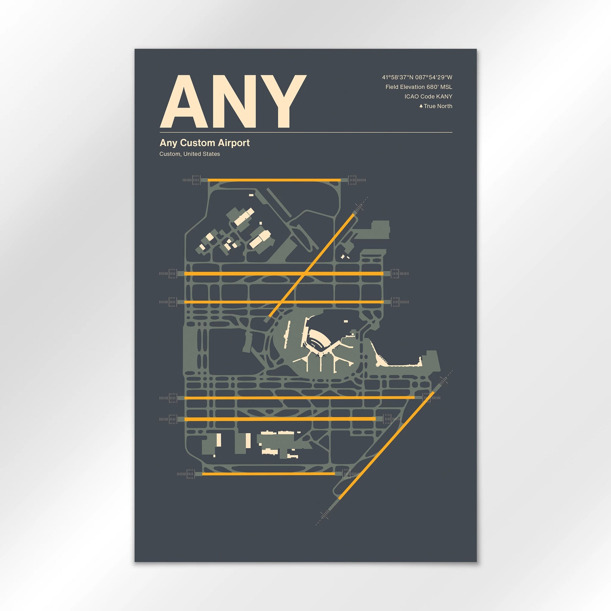 ANY | Custom - Mid - Century Slate - 12×18" - No Frame