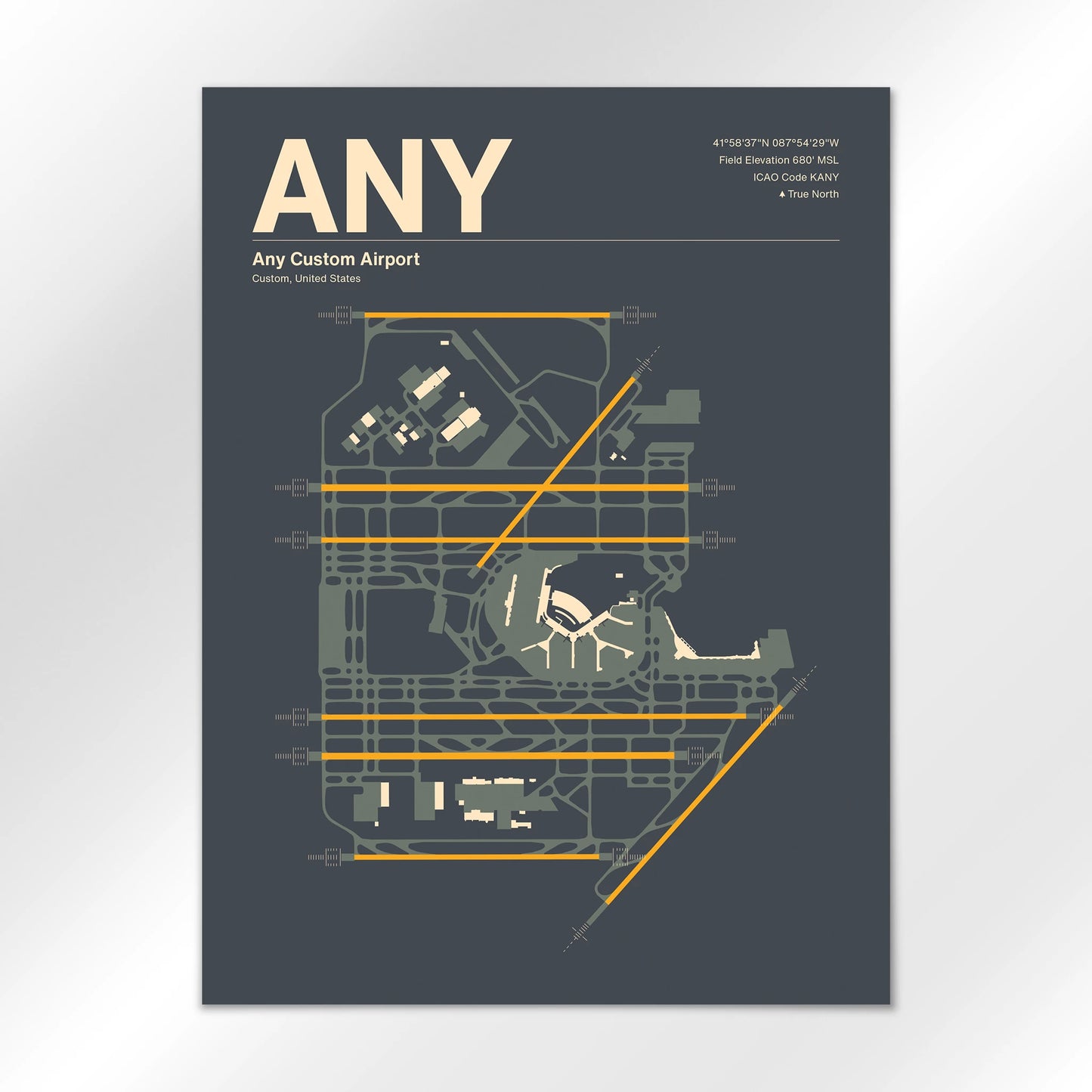 ANY | Custom - Mid - Century Slate - 18×24" - No Frame