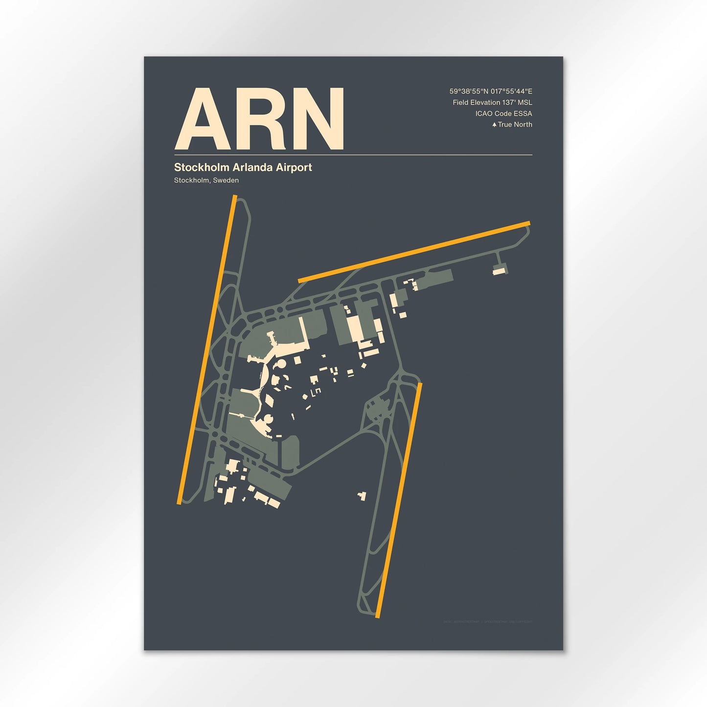 ARN | Stockholm - Mid - Century Slate - A3 - No Frame