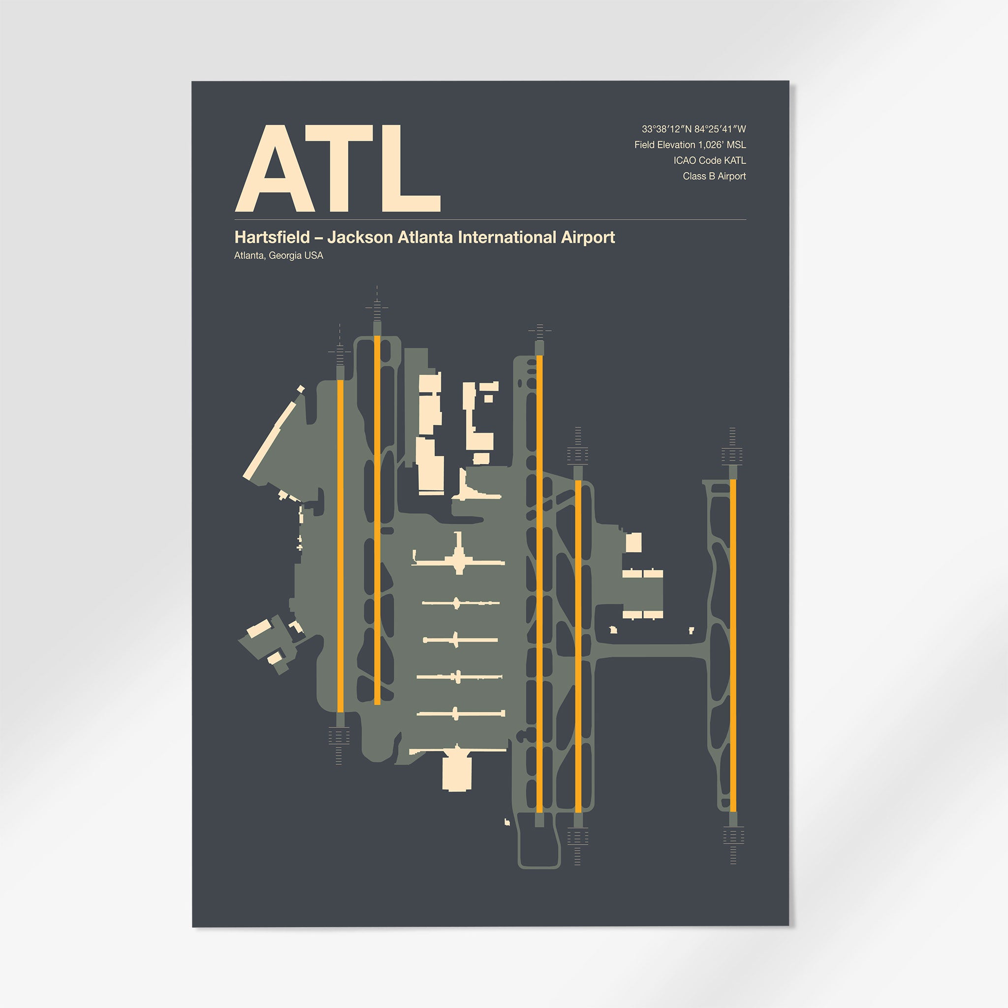 ATL | Atlanta - A3 - Mid - Century Slate - No Frame