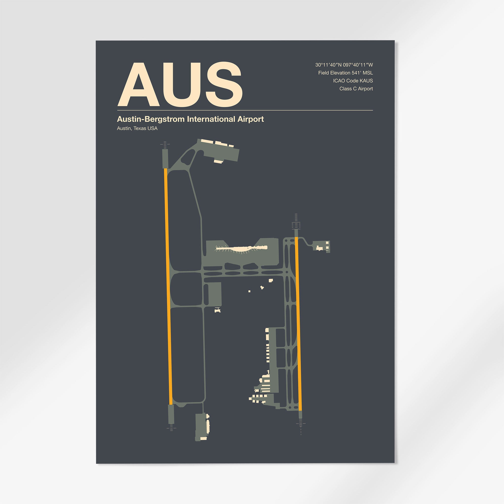 AUS | Austin - 12×18" - Mid - Century Slate - No Frame