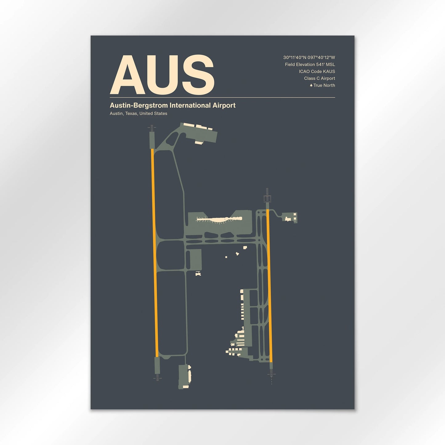 AUS | Austin - Mid - Century Slate - A2 - No Frame