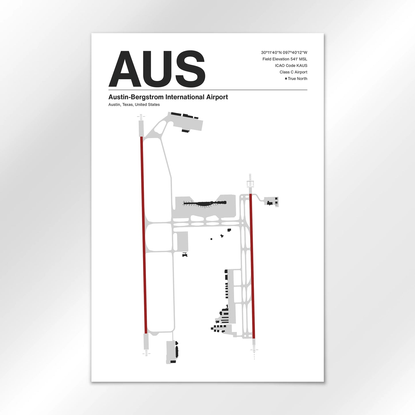 AUS | Austin - Mid - Century Modern - 12×18" - No Frame