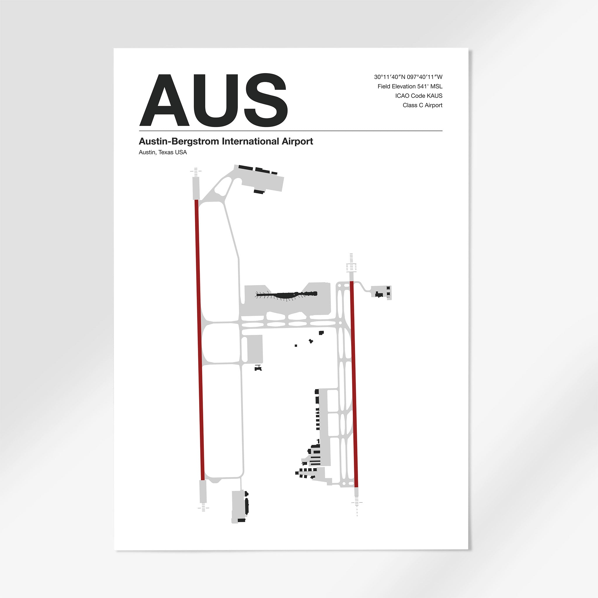 AUS | Austin - 12×18" - Mid - Century Modern - No Frame