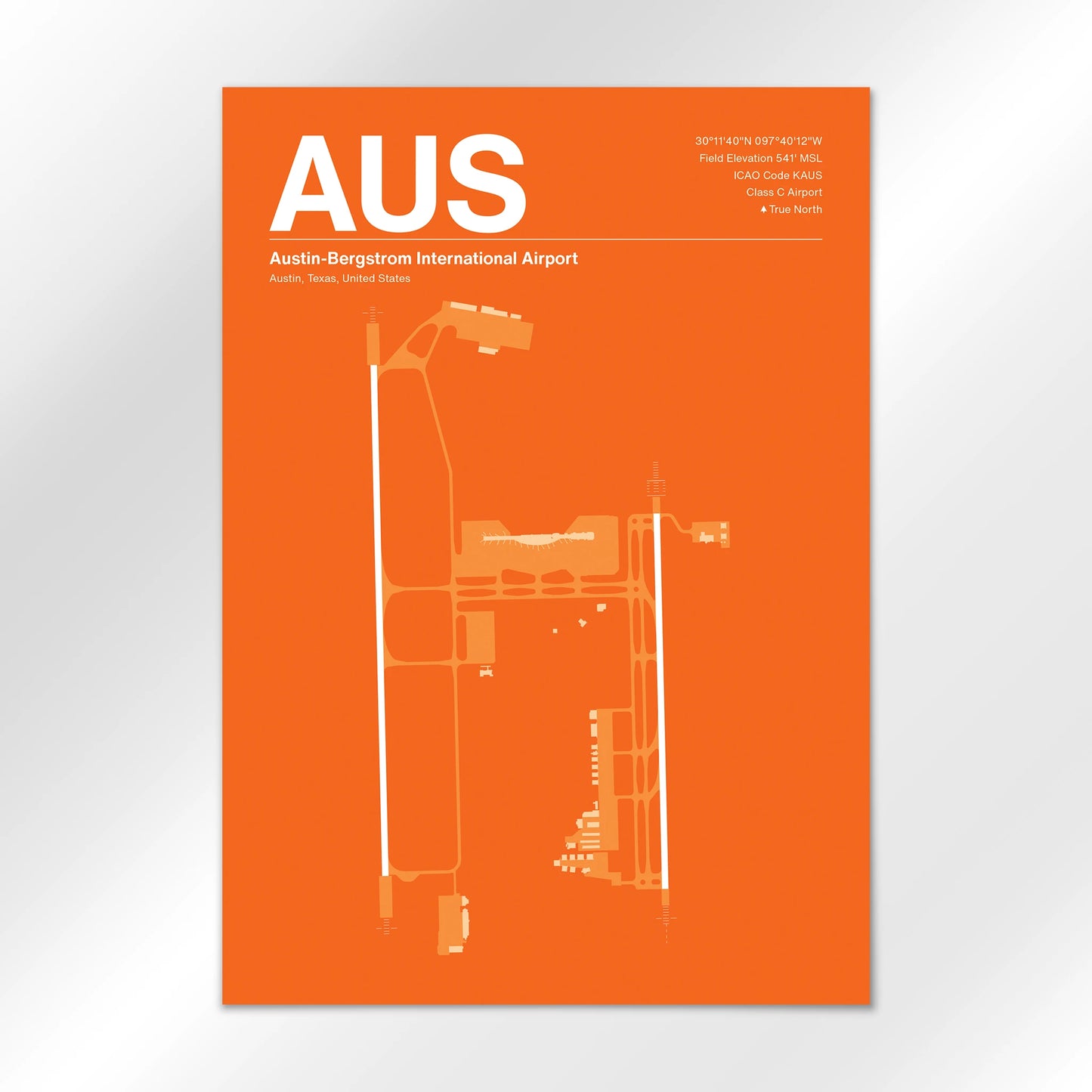 AUS | Austin - Sunset Orange - A3 - No Frame