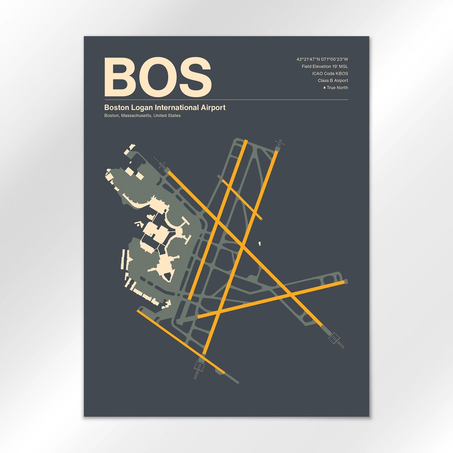 BOS | Boston - Mid - Century Slate - 18×24" - No Frame