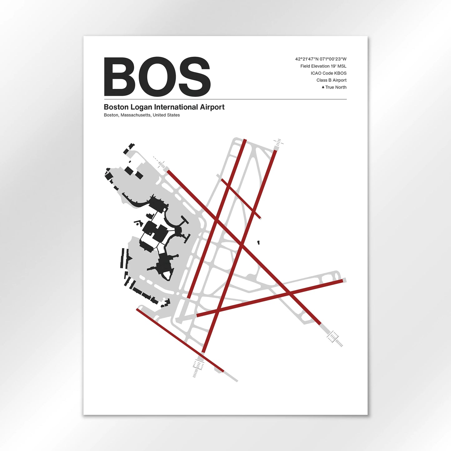 BOS | Boston - Mid - Century Modern - 18×24" - No Frame