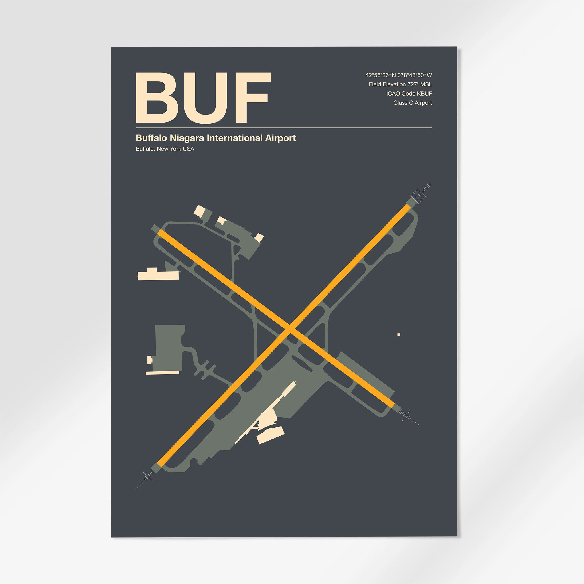 BUF | Buffalo - 24×36" - Mid - Century Slate - No Frame