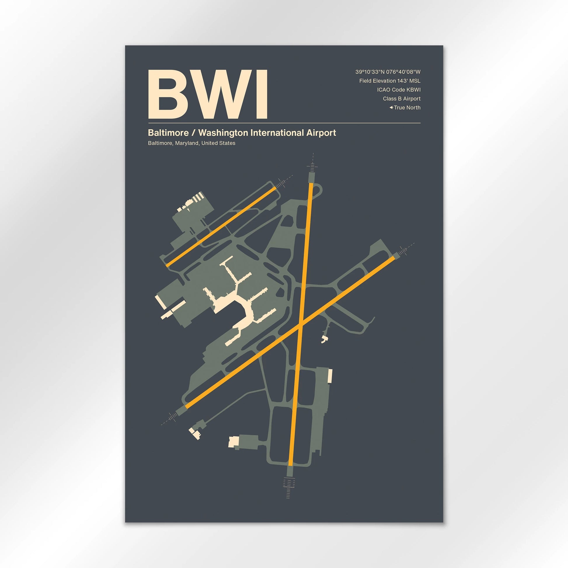BWI | Baltimore - Mid - Century Slate - 12×18" - No Frame