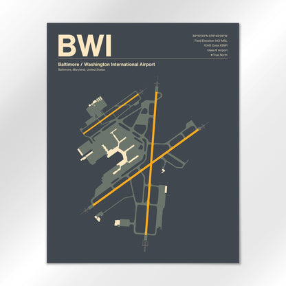 BWI | Baltimore - Mid - Century Slate - 16×20" - No Frame