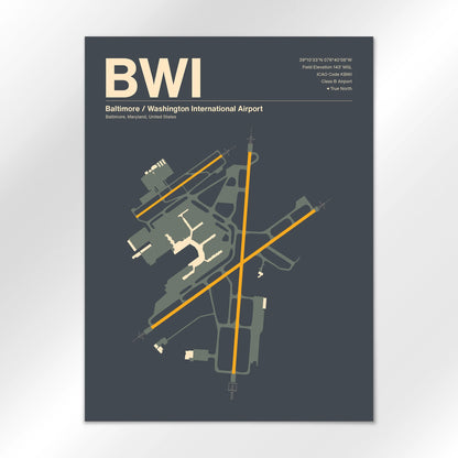 BWI | Baltimore - Mid - Century Slate - 18×24" - No Frame