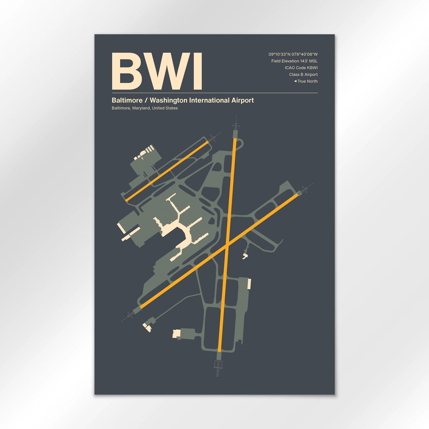 BWI | Baltimore - Mid - Century Slate - 24×36" - No Frame