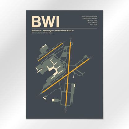BWI | Baltimore - Mid - Century Slate - A2 - No Frame