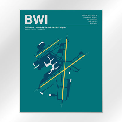 BWI | Baltimore - Mid - Century Moss - 16×20" - No Frame
