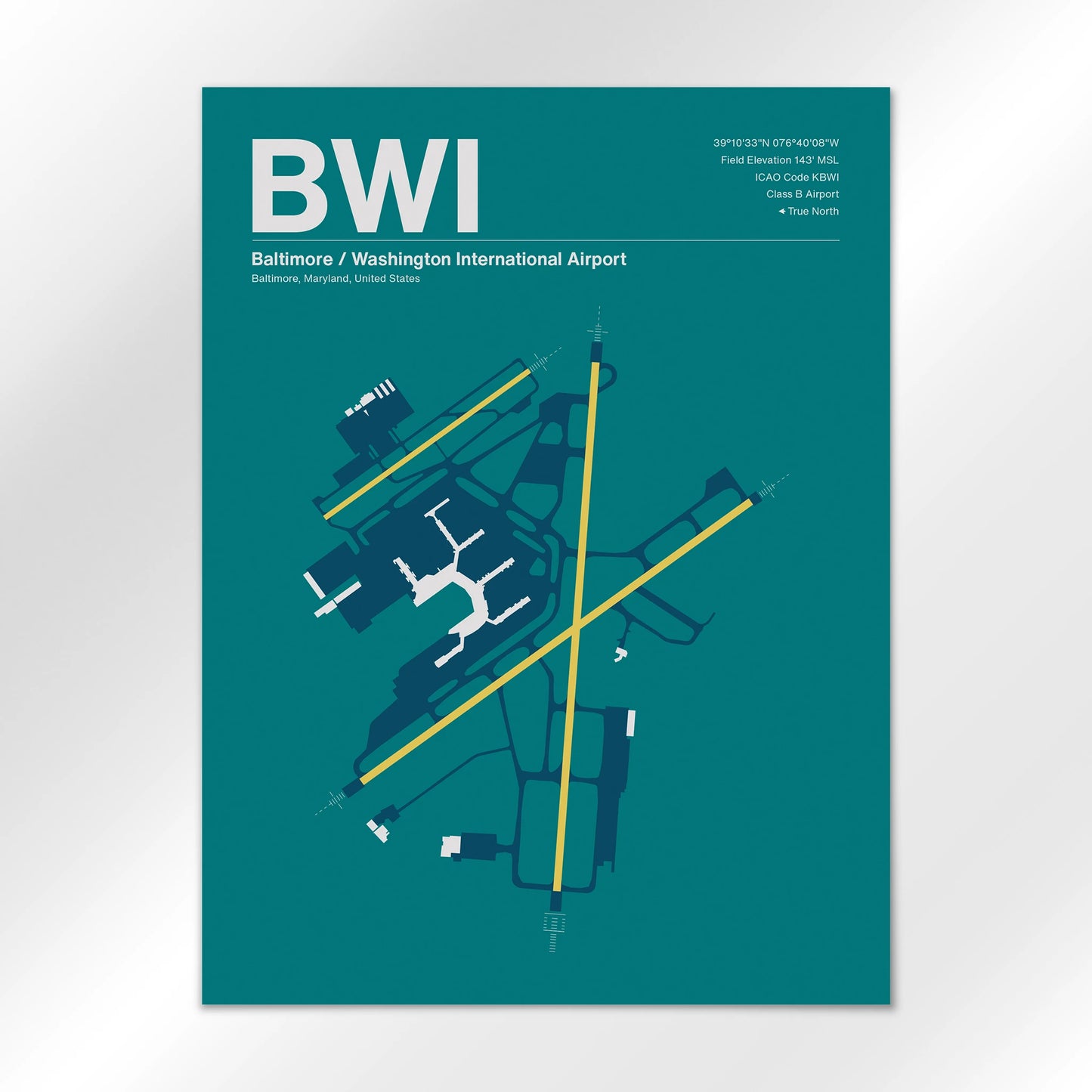 BWI | Baltimore - Mid - Century Moss - 18×24" - No Frame