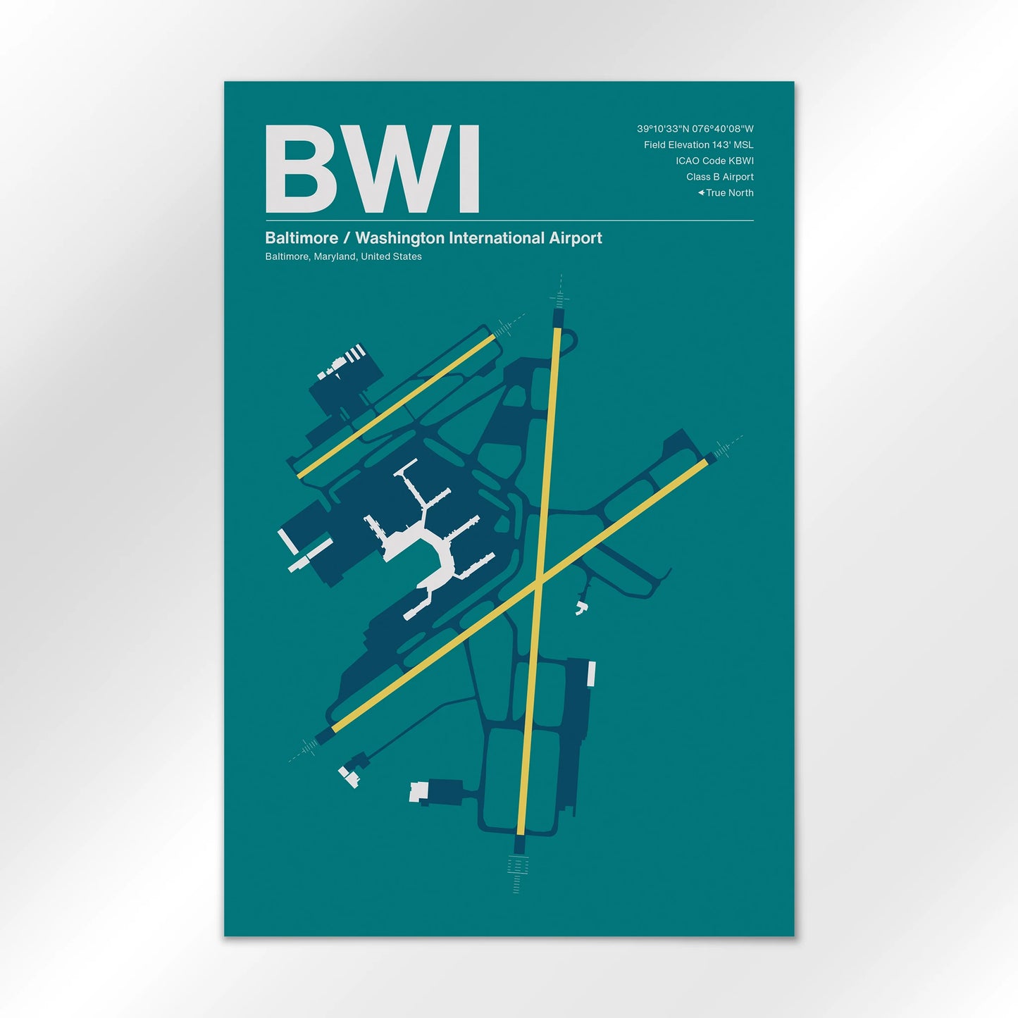 BWI | Baltimore - Mid - Century Moss - 24×36" - No Frame