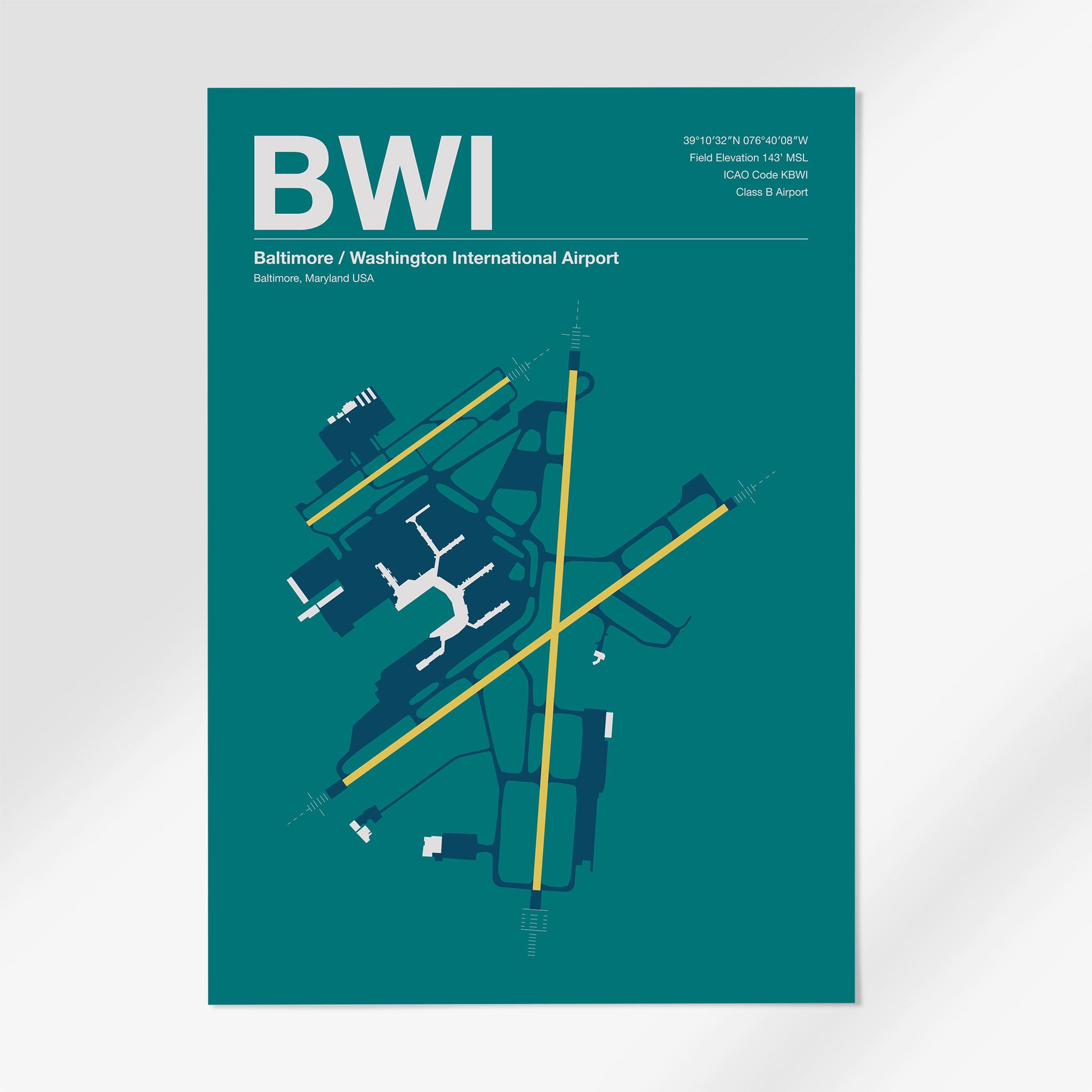 BWI | Baltimore - A3 - Mid - Century Moss - No Frame