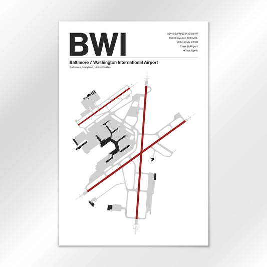 BWI | Baltimore - Mid - Century Modern - 12×18" - No Frame