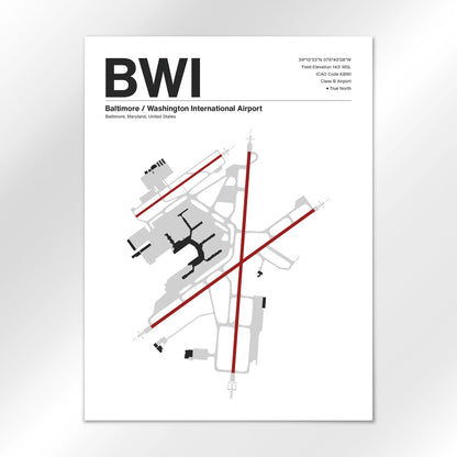 BWI | Baltimore - Mid - Century Modern - 18×24" - No Frame