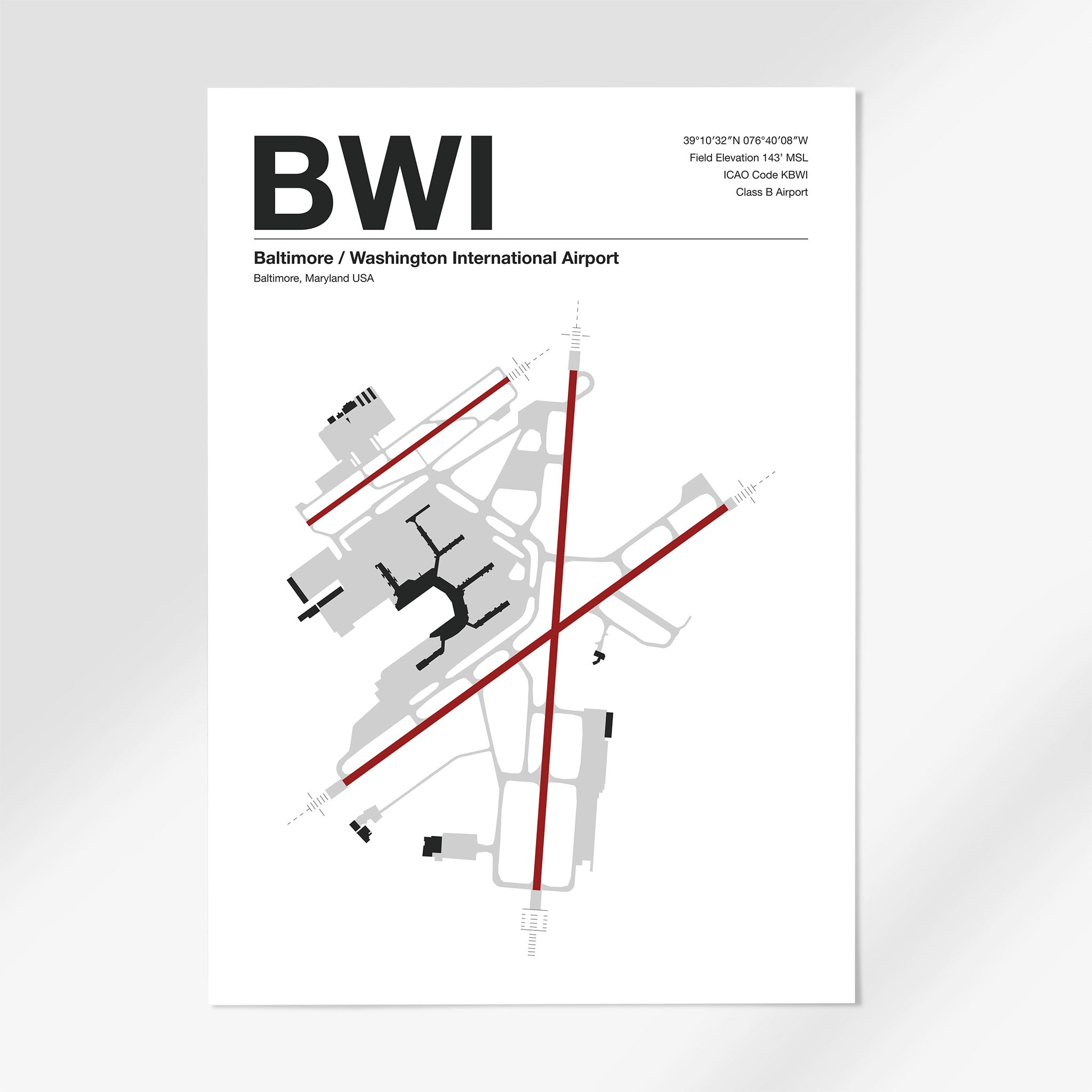 BWI | Baltimore - A3 - Mid - Century Modern - No Frame