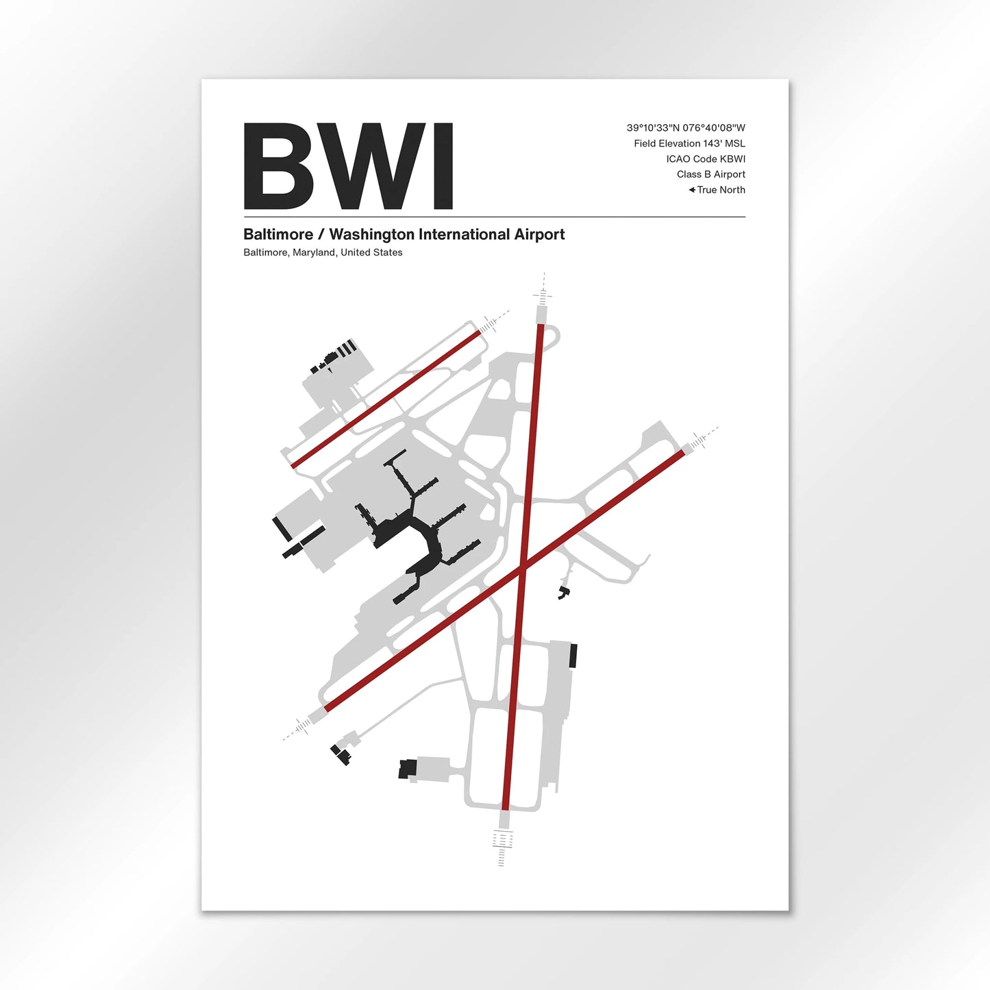BWI | Baltimore - Mid - Century Modern - A3 - No Frame