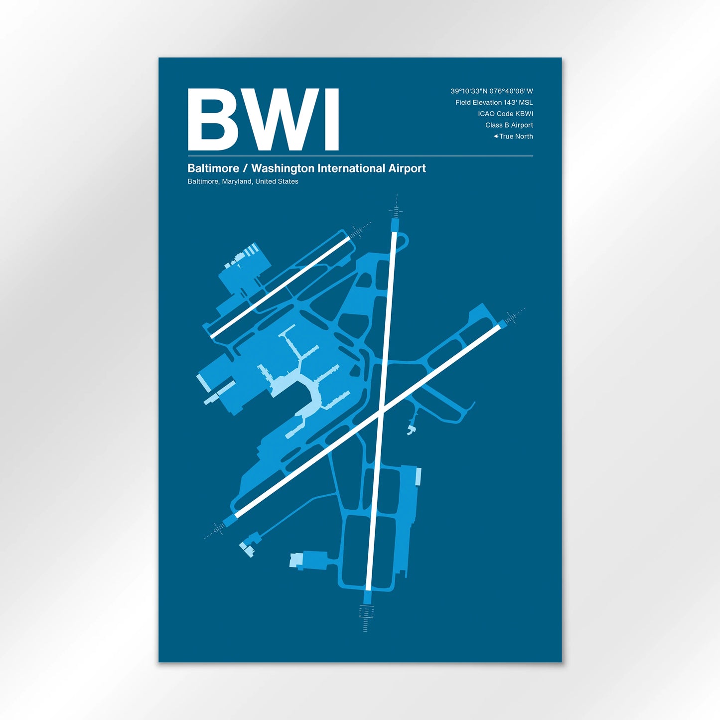 BWI | Baltimore - Skyline Blue - 24×36" - No Frame