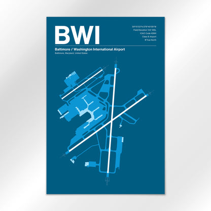 BWI | Baltimore - Skyline Blue - 24×36" - No Frame
