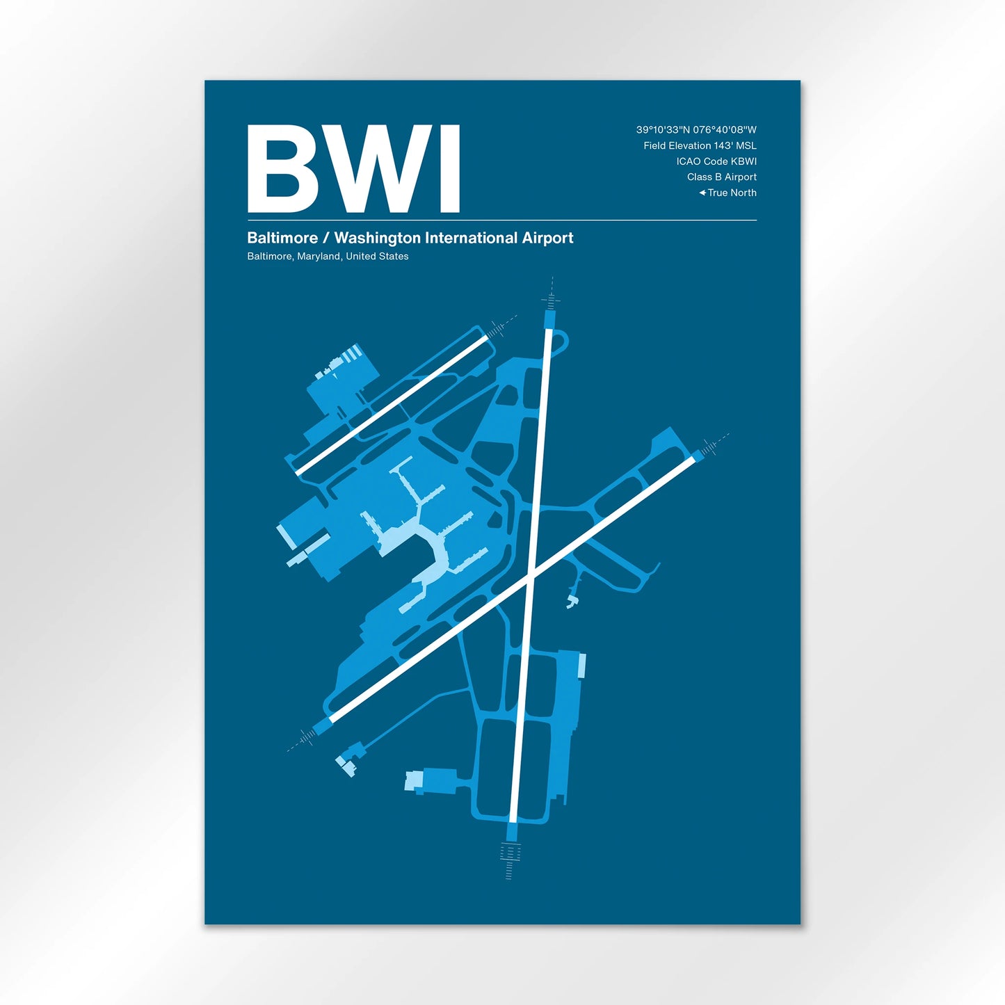 BWI | Baltimore - Skyline Blue - A3 - No Frame