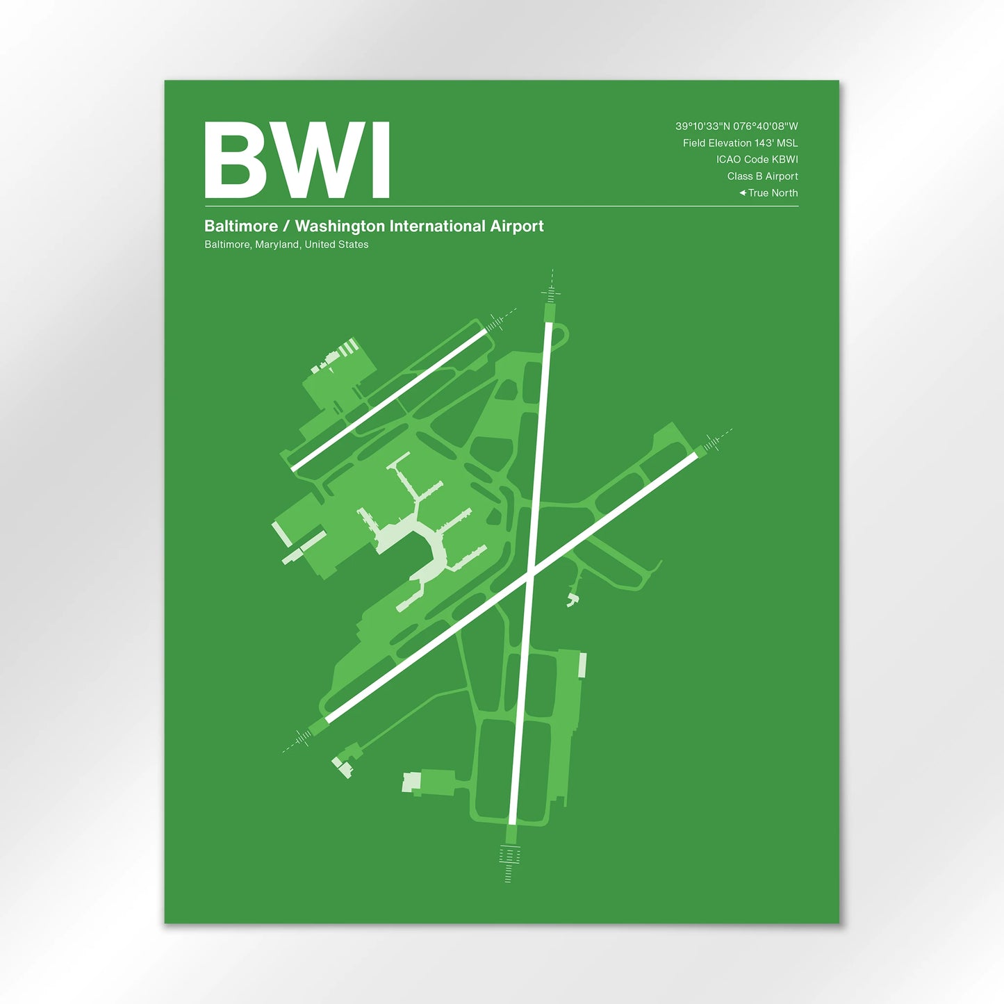 BWI | Baltimore - Overland Green - 16×20" - No Frame