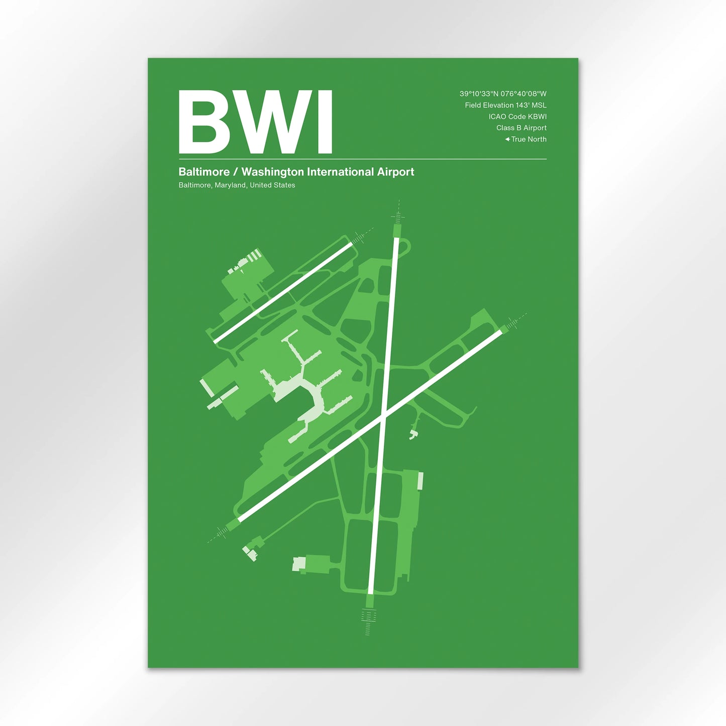 BWI | Baltimore - Overland Green - A3 - No Frame