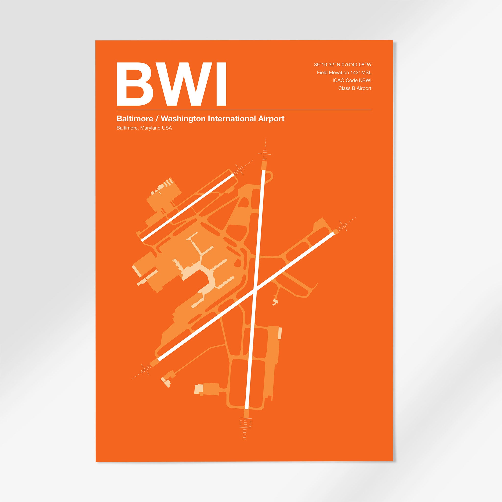 BWI | Baltimore - A3 - Sunset Orange - No Frame