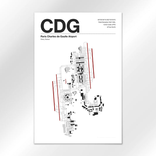 CDG | Paris - Mid - Century Modern - 12×18" - No Frame