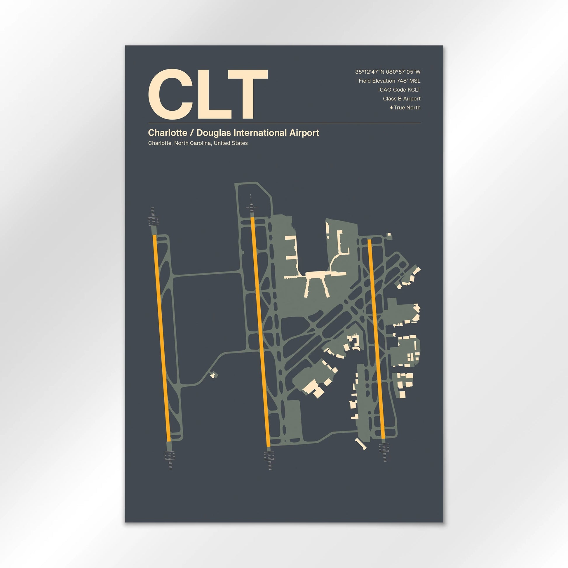 CLT | Charlotte - Mid - Century Slate - 12×18" - No Frame