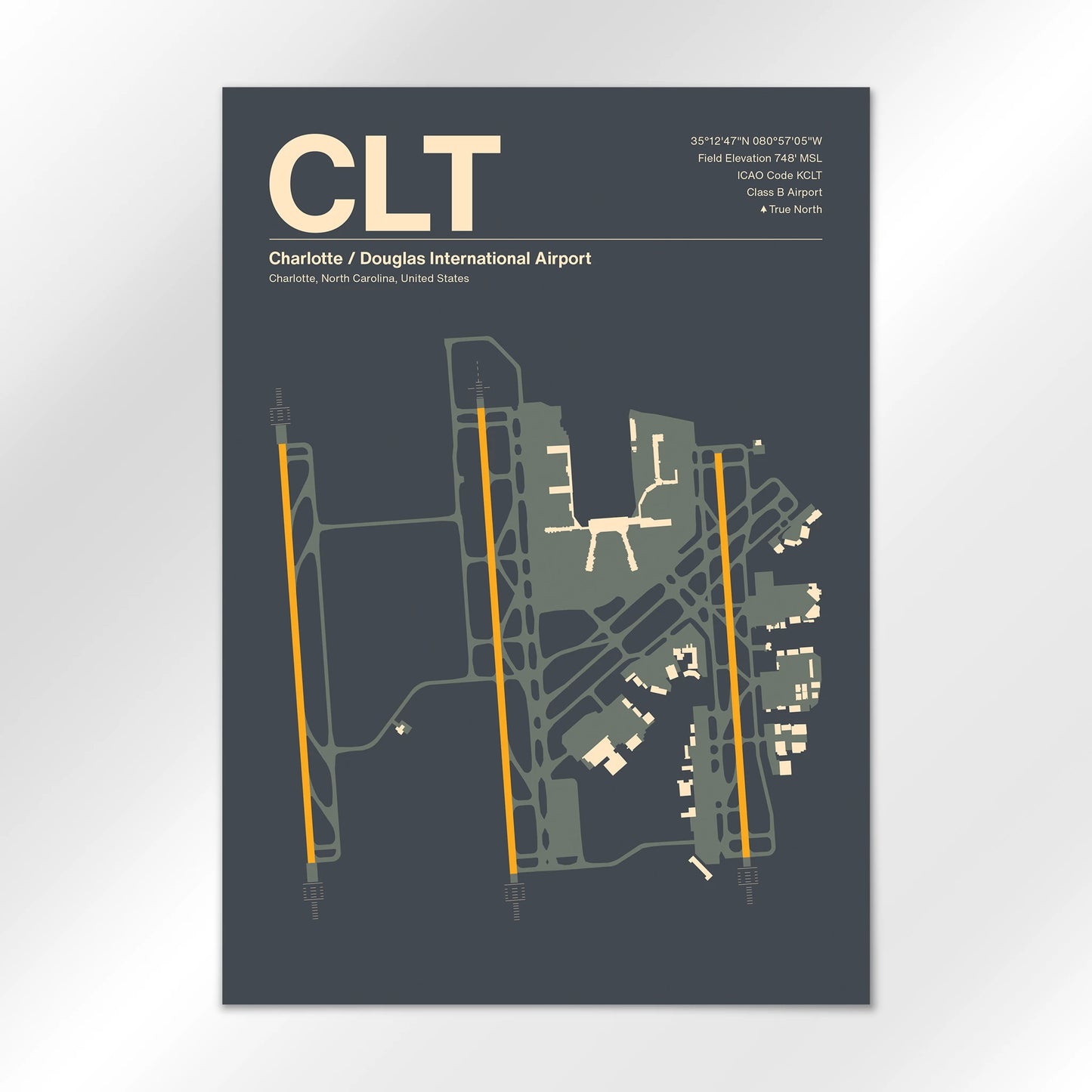 CLT | Charlotte - Mid - Century Slate - A1 - No Frame