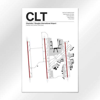 CLT | Charlotte - Mid - Century Modern - 12×18" - No Frame