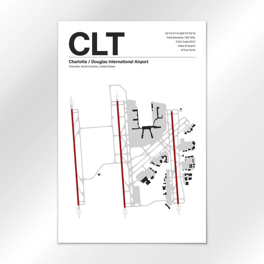 CLT | Charlotte - Mid - Century Modern - 12×18" - No Frame