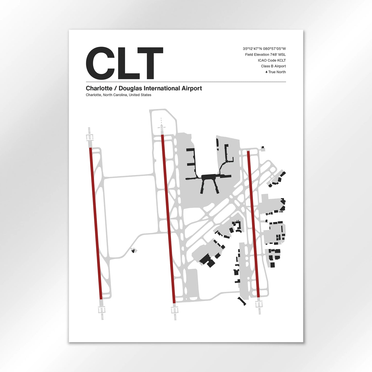 CLT | Charlotte - Mid - Century Modern - 18×24" - No Frame