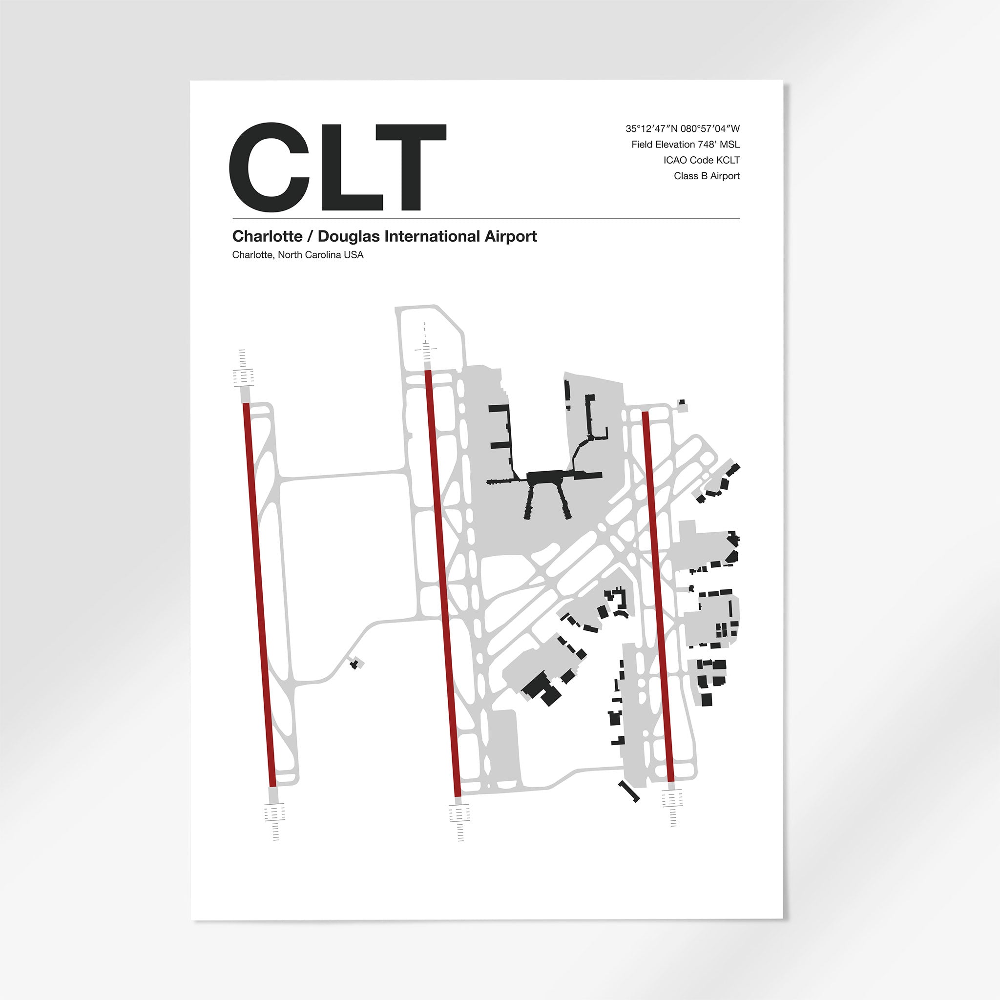 CLT | Charlotte - A3 - Mid - Century Modern - No Frame