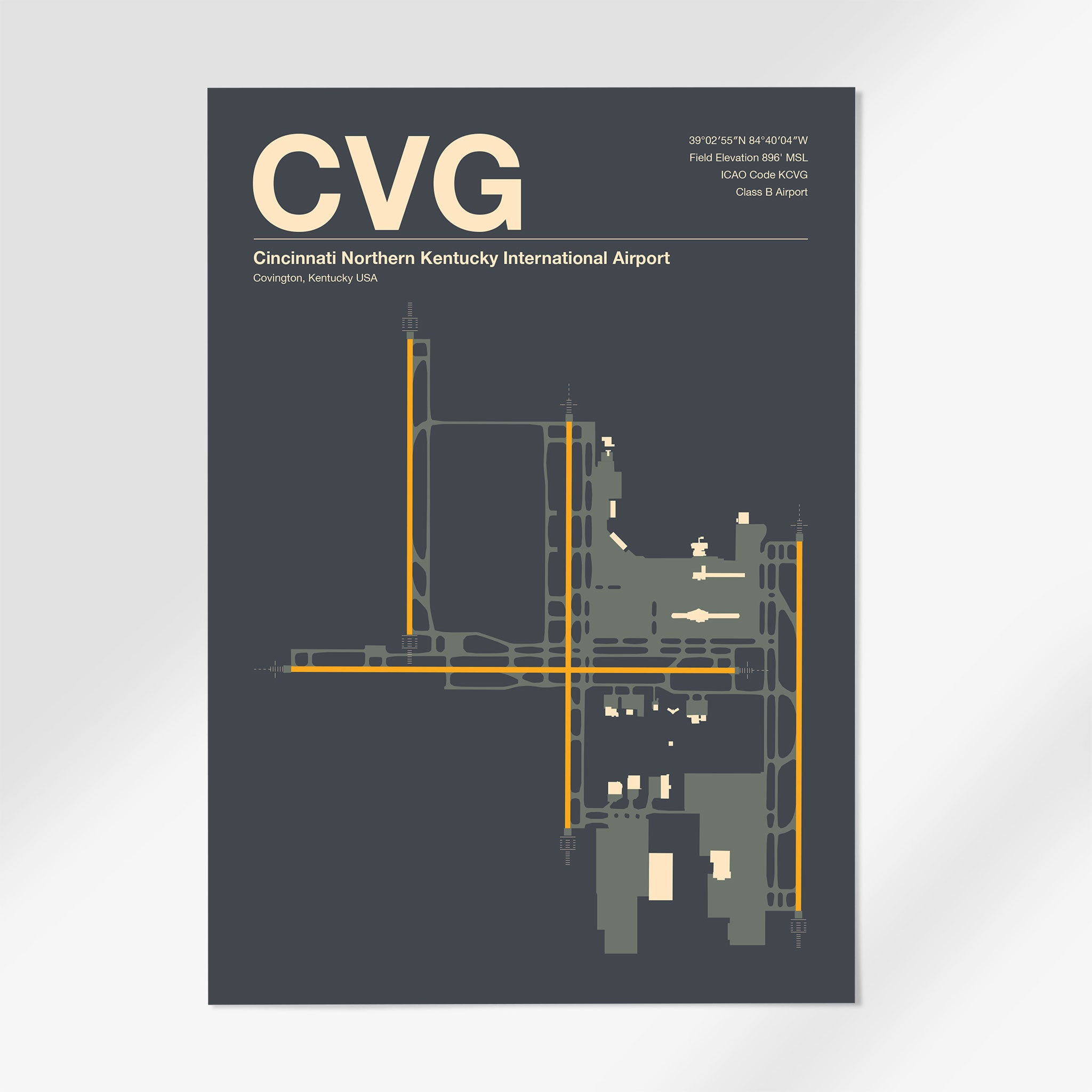 CVG | Cincinnati - 12×18" - Mid - Century Slate - No Frame