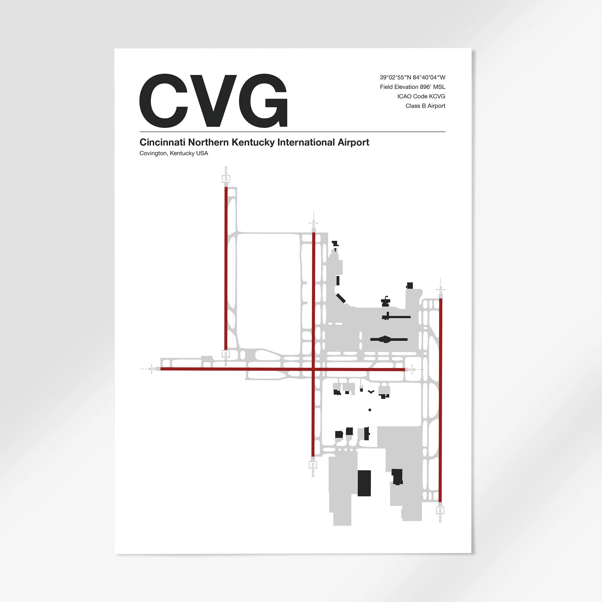 CVG | Cincinnati - 12×18" - Mid - Century Modern - No Frame