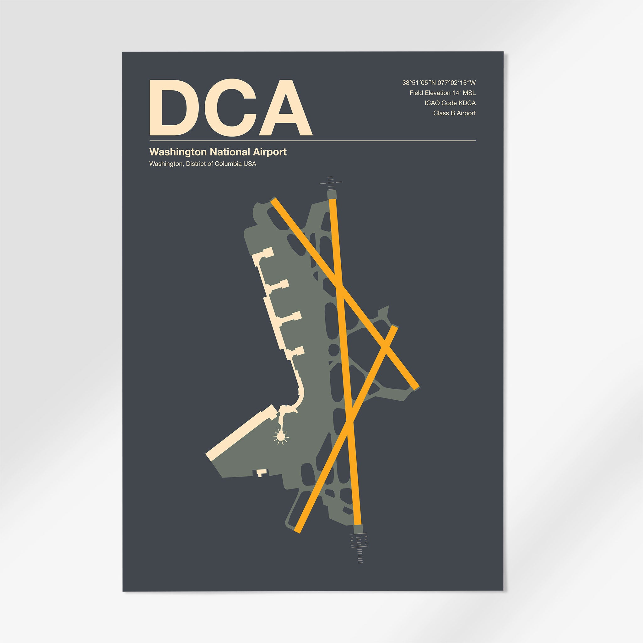 DCA | Washington, D.C. - A3 - Mid - Century Slate - No Frame