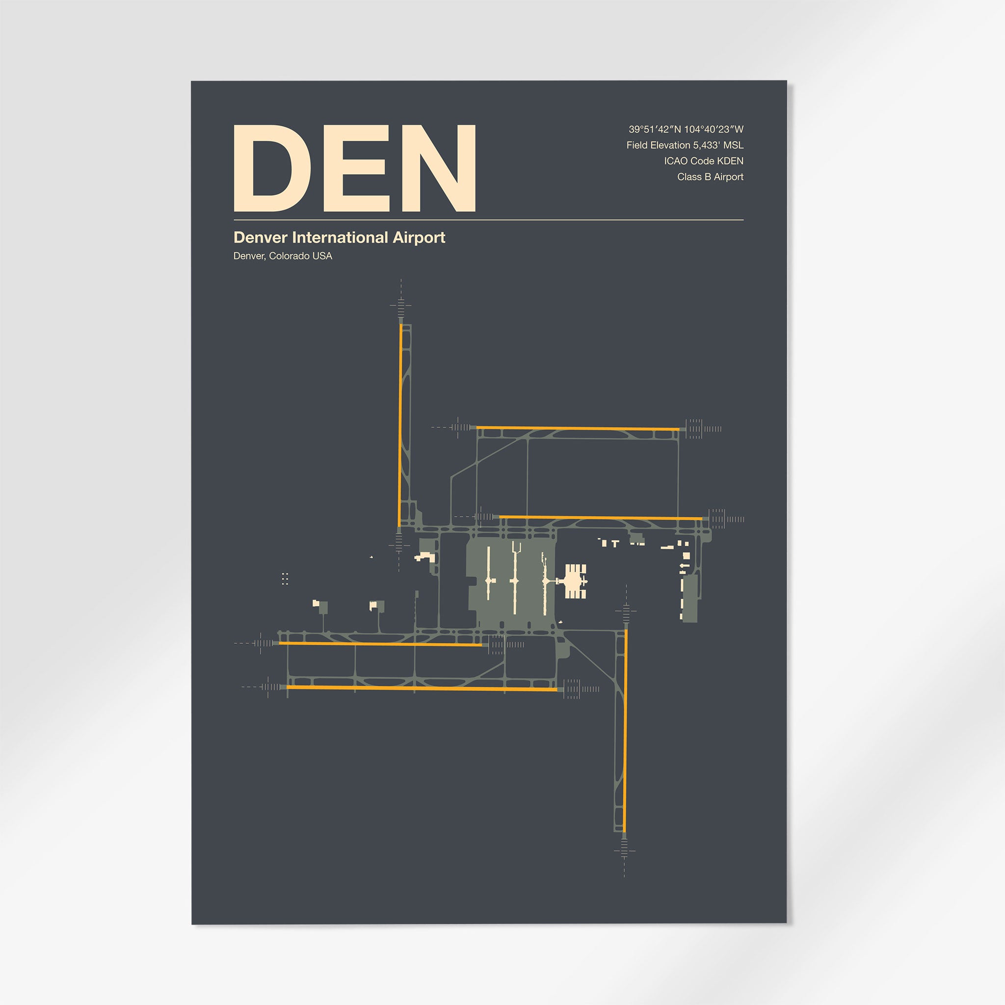 DEN | Denver - 12×18" - Mid - Century Slate - No Frame